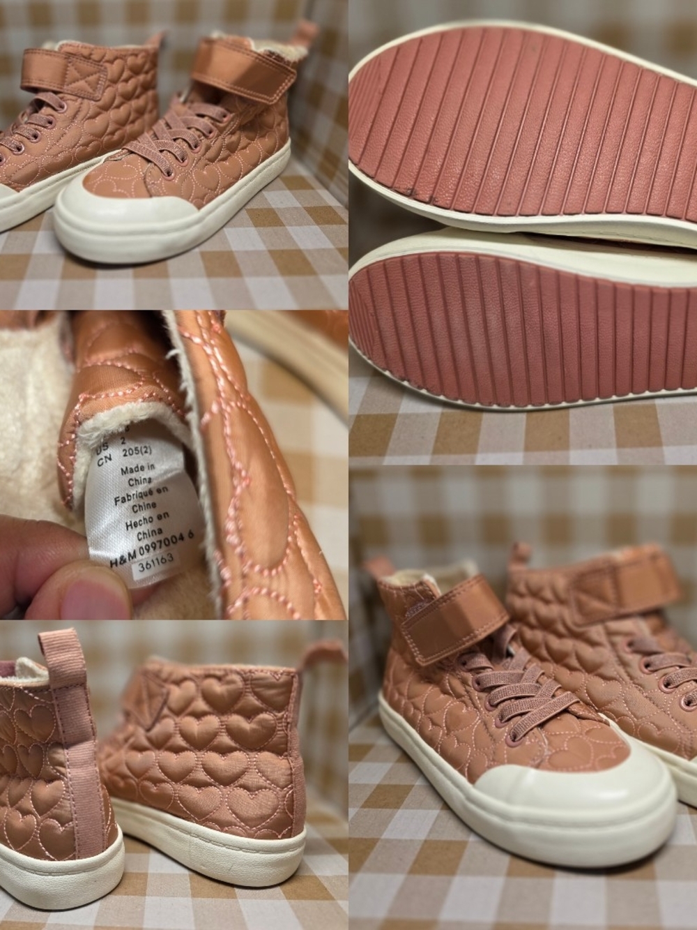 H&M Quilted Heart High-Top Sneakers - Dusty Rose